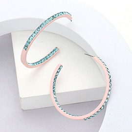 Square Stone Embellished Hoop Earrings