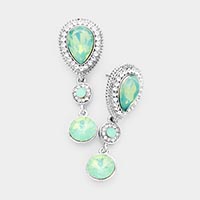 Teardrop Glass Crystal Rhinestone Drop Evening Earrings
