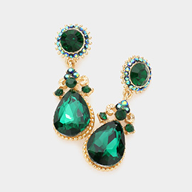 Glass Crystal Teardrop Dangle Evening Earrings