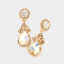 Glass Crystal Teardrop Dangle Evening Earrings