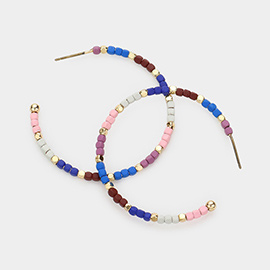 Colorful Bead Hoop Earrings