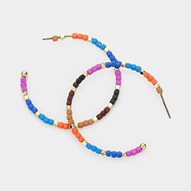Colorful Bead Hoop Earrings