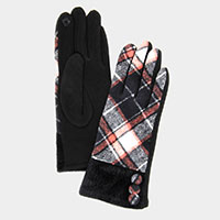 Faux Fur Plaid Smart Gloves
