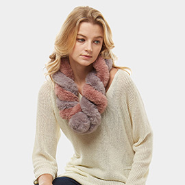 Faux Fur Twisted Pull Through Scarf