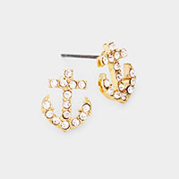 Rhinestone Anchor Stud  Earrings