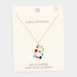Gold Dipped CZ Letter B Pendant Necklace