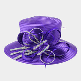 Bling Stone Trim Lopped Bow Braid Hat
