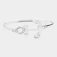 Anchor Rhinestone Metal Hook Bracelet 