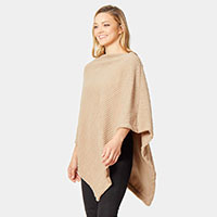 Ribbed Faux Fur Poncho