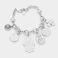 Hamsa Buddha Charm Metal Chain Bracelet