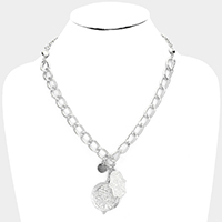 Antique Hamsa Pendant Chain Necklace