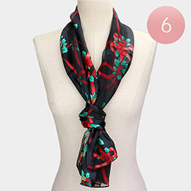 6PCS - Silk Feel Christmas Pattern Print Scarves