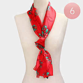 6PCS - Silk Feel Christmas Pattern Print Scarves