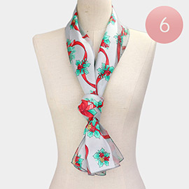6PCS - Silk Feel Christmas Pattern Print Scarves