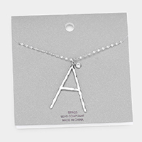 Brass -A- Monogram Metal Pendant Long Necklace