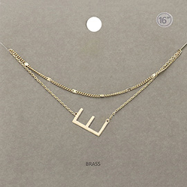-E- Monogram Brass Metal Necklace