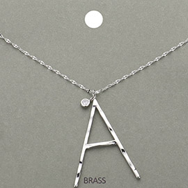 -A- Monogram Brass Metal Pendant Necklace