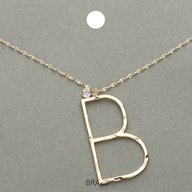 -B- Monogram Brass Metal Pendant Necklace