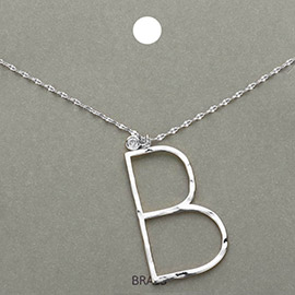 -B- Monogram Brass Metal Pendant Necklace