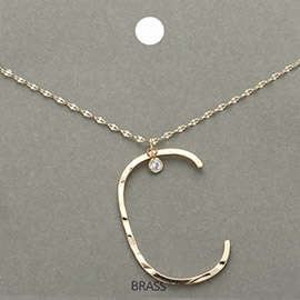 -C- Monogram Brass Metal Pendant Necklace