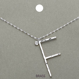 -K- Monogram Brass Metal Pendant Necklace
