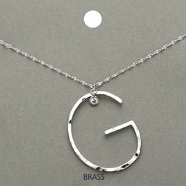 -G- Monogram Brass Metal Pendant Necklace