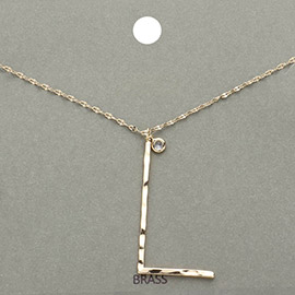 -L- Monogram Brass Metal Pendant Necklace