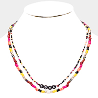 Multi Color Bead Statement Love Layered Necklace 