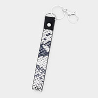 Snake Pattern Faux Leather Keychain