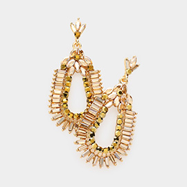 Baguette Cut Crystal Rhinestone Evening Earrings