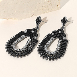 Baguette Cut Crystal Rhinestone Evening Earrings