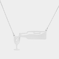 Wine Metal Pendant Necklace 