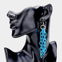 Fabric Link Fringe Earrings 