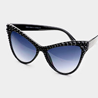 Crystal Embellished Detail Cat Eye Sunglasses