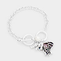 Elephant Charm Toggle Link Bracelet 