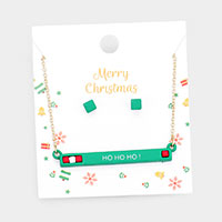 Hohoho Merry Christmas Cube Resin Pendant Necklace