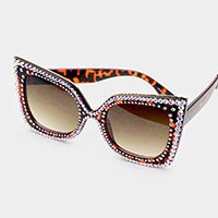 Genuine Crystal Embellished Detail Sunglasses
