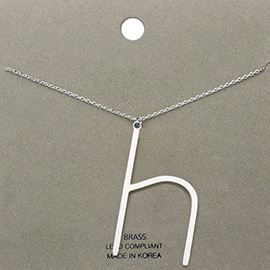 -h- Brass Monogram Metal Pendant Necklace