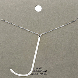-j- Brass Monogram Metal Pendant Necklace