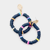 Disc Bead Beaded Open Circle Dangle Earrings 