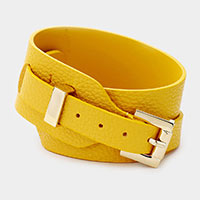 Faux Leather Belt Buckle Wrap Bracelet  