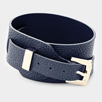 Faux Leather Belt Buckle Wrap Bracelet  