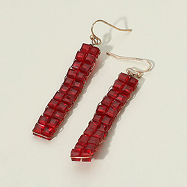 Square Bead Statement Drop Earrings