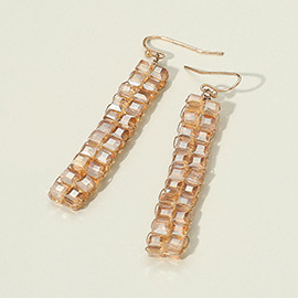 Square Bead Statement Drop Earrings