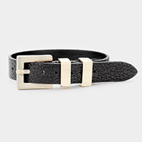 Faux Leather Belt Buckle Wrap Bracelet