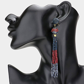 Disc Ball Beaded Tassel Drop Earrings