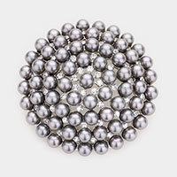 Pearl Cluster Round Pin Brooch  