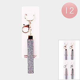 12PCS -Rhinestone Pave Key Chains