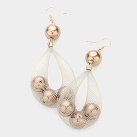 Mesh Tube Pearl Drop Earrings