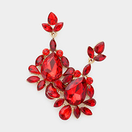 Teardrop Crystal Marquise Floral Evening Earrings